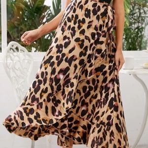 Shein Leopard Print Maternity Wrap Skirt